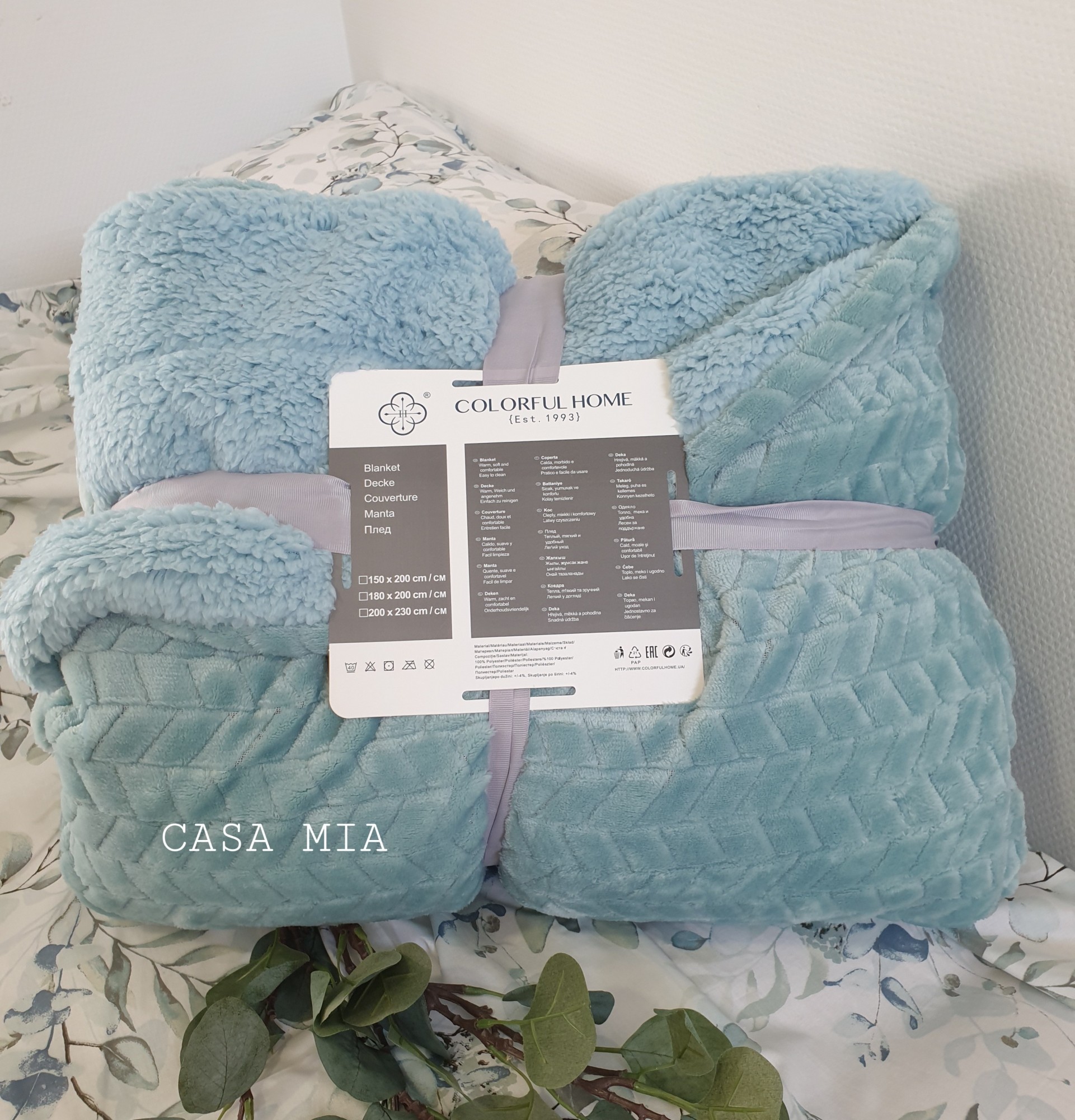 

Плед на овчине "Косичка" 200*230 см Zeintex бирюзовый