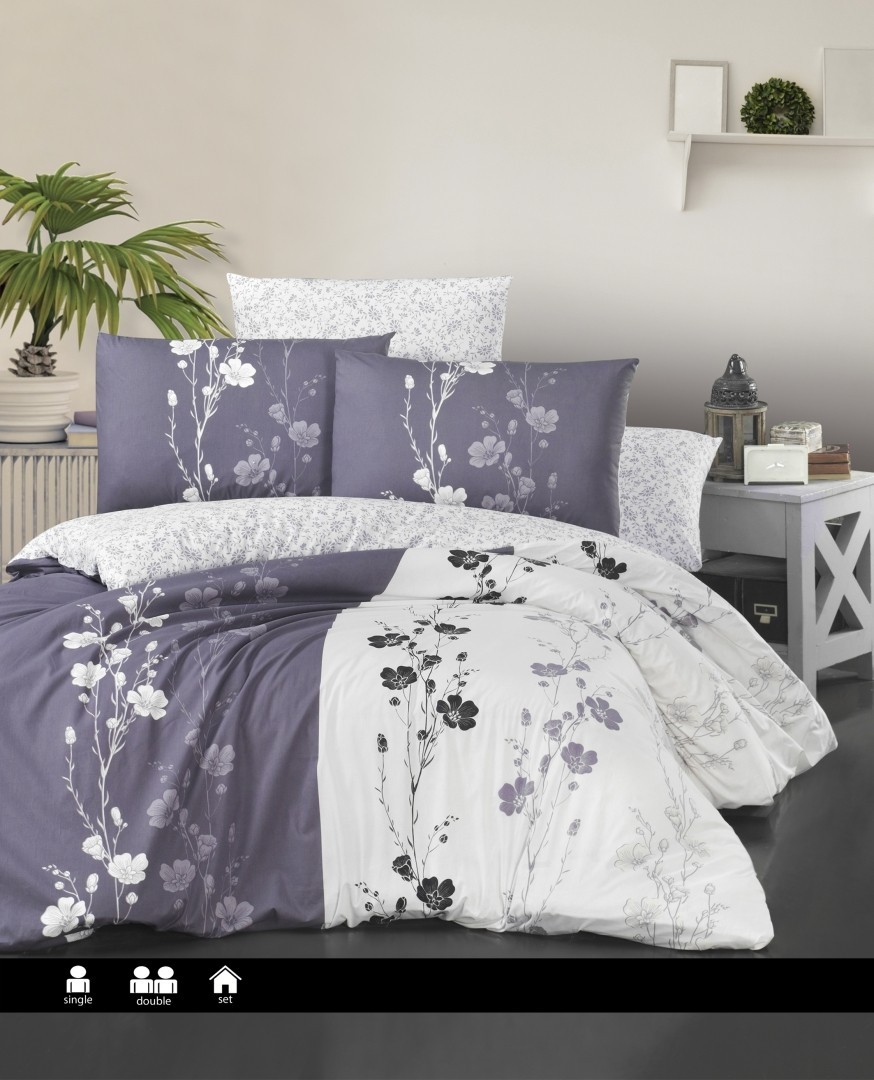 

Комплект постельного белья евро First Choice Ranforce Nevresim Takımı Camelia Lilac 200х220 (R-361)