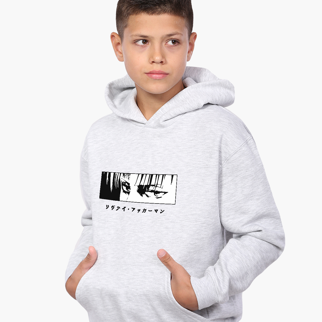 

Худи детский Атака на титанов (Attack on Titan) Светло-серый меланж (9298-3043) 128 см