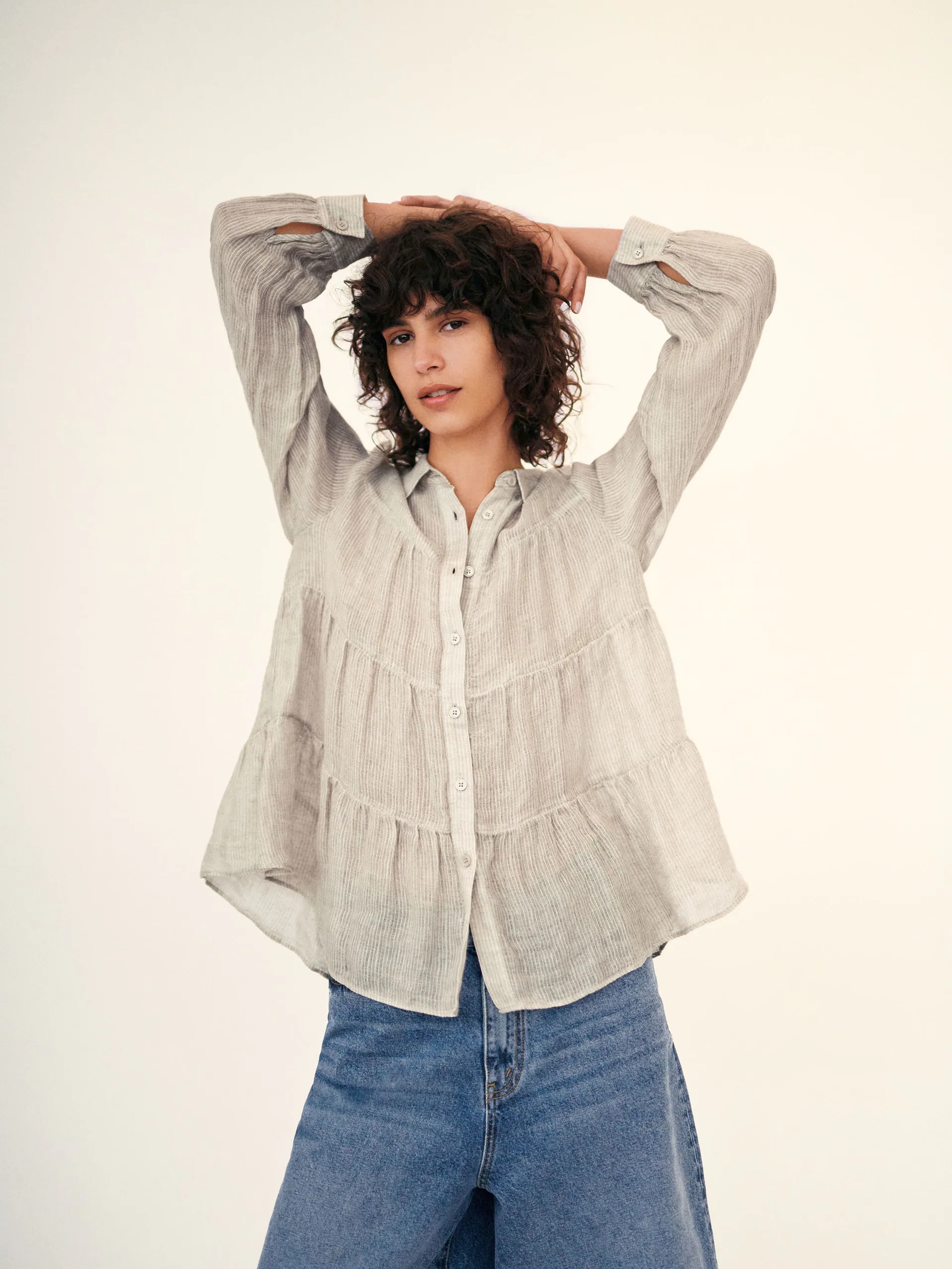 

Рубашка Zara 4789-093-711  Светло-бежевая, Рубашка Zara 4789-093-711 L Светло-бежевая