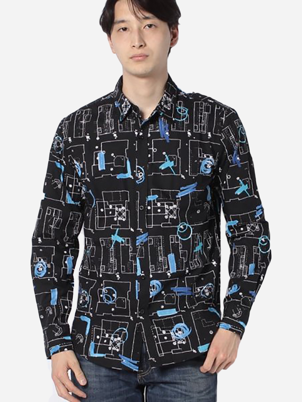 

Рубашка Desigual 19SMCWXP-2000  Черная с принтом, Рубашка Desigual 19SMCWXP-2000 XL Черная с принтом
