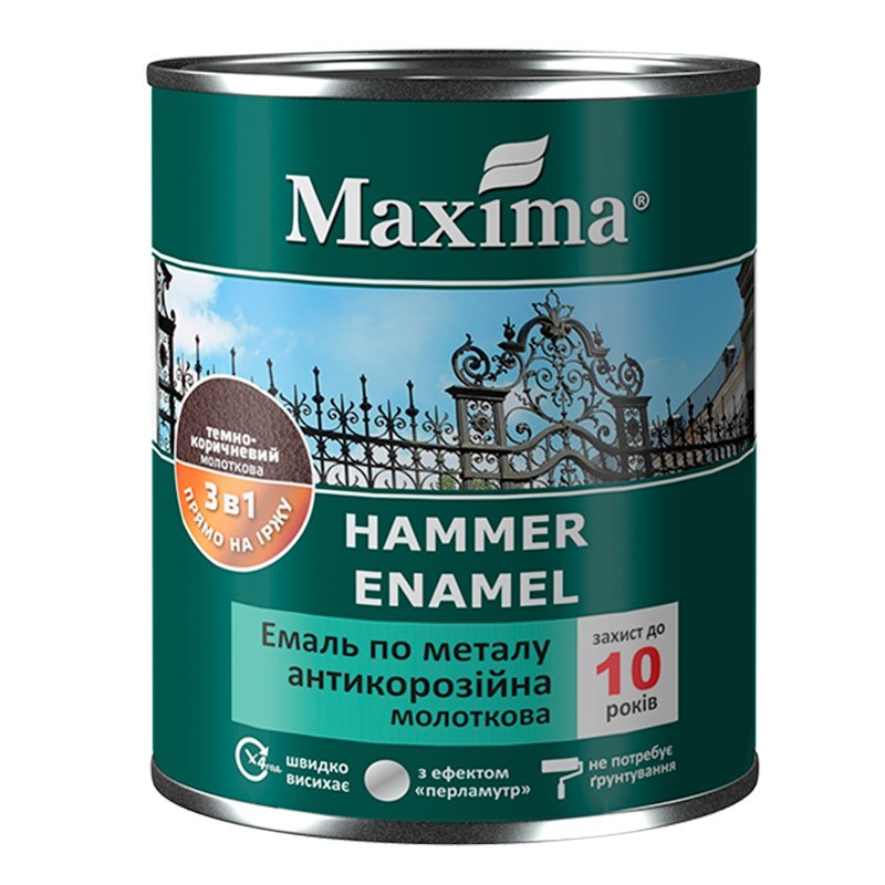 

Эмаль антикоррозийная по металлу 3 в 1 молотковая Maxima глянцевая черная 20 кг