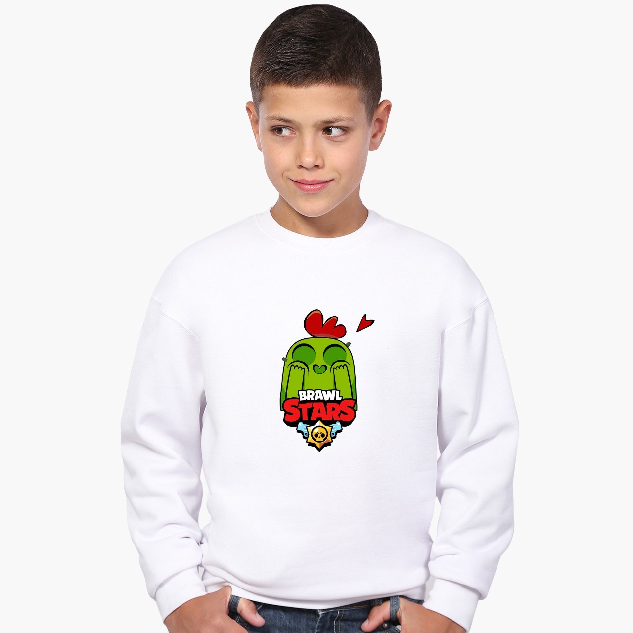 

Свитшот для мальчиков Бравл Старс Спайк (Brawl Stars Spike) (9509-1010) 158-164 см Белый