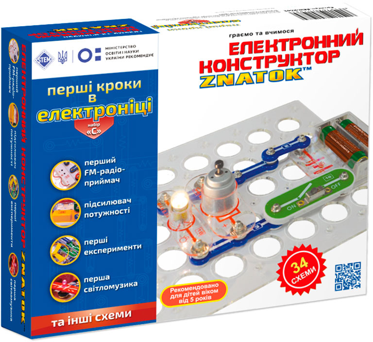 

Конструктор Znatok - Первые шаги в электронике, 34 схем (набор С) (102224203)