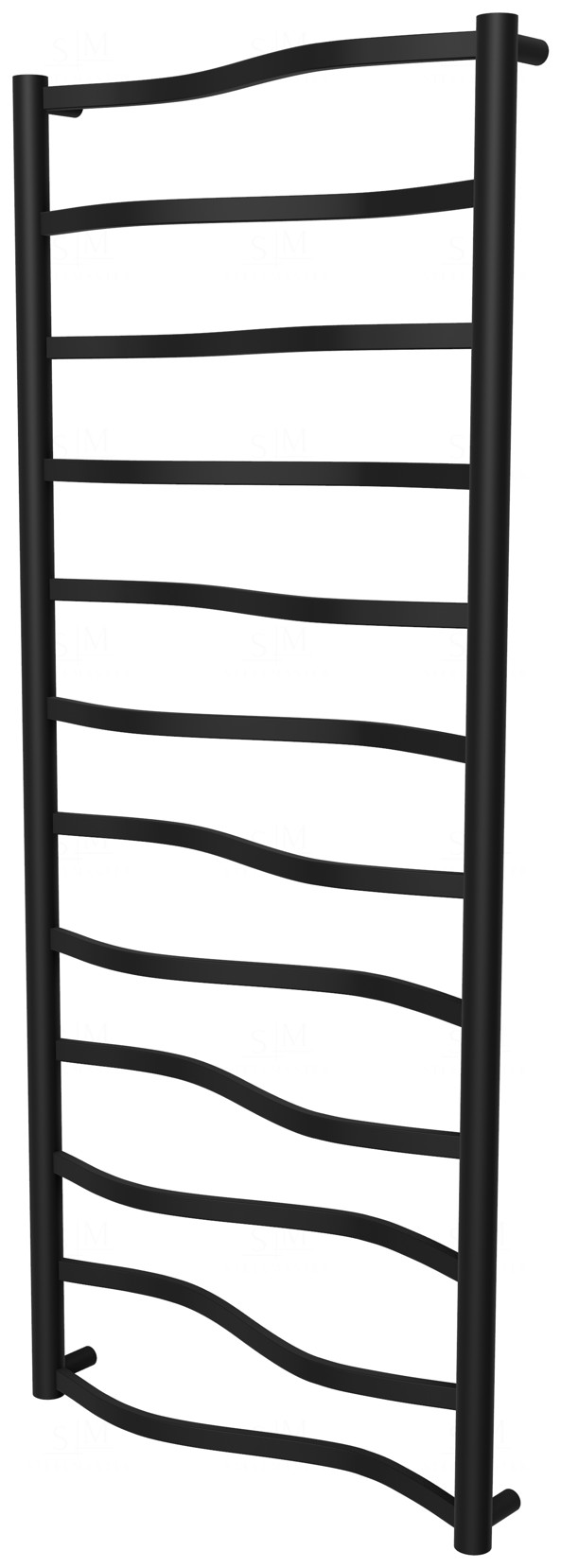 

Черный полотенцесушитель Lagoon 12 RAL9005 лесенка 1250x532, black