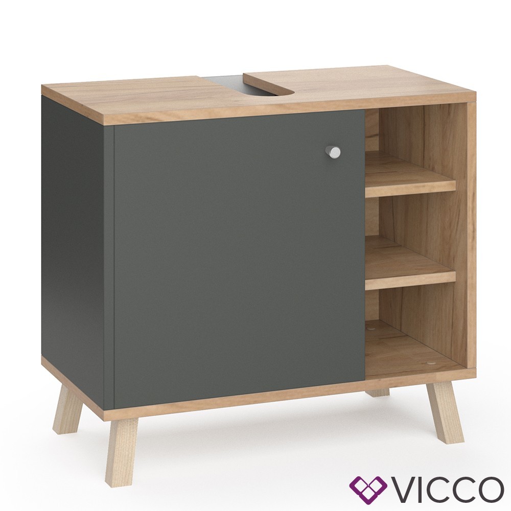

Тумба под умывальник Vicсo Senyo, 60x54, антрацит, дуб золотой