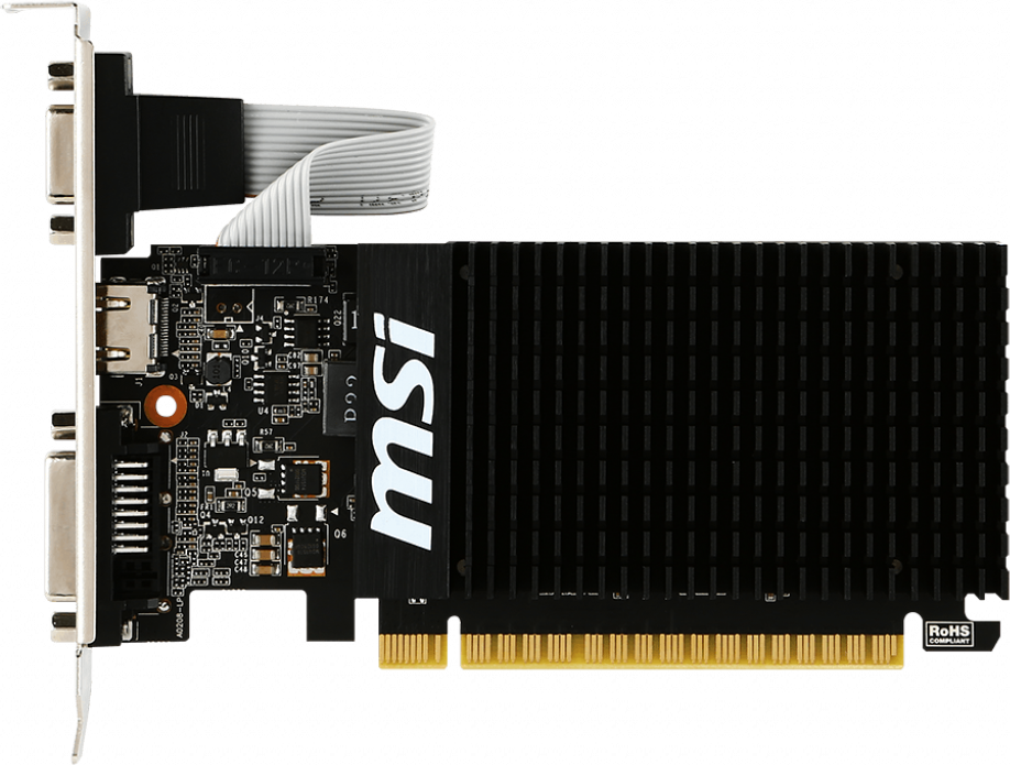 

Видеокарта MSI PCI-Ex GeForce GT 710 1024 MB DDR3 (64bit) (954/1600) (DVI, HDMI, VGA) (GT 710 1GD3H LP)