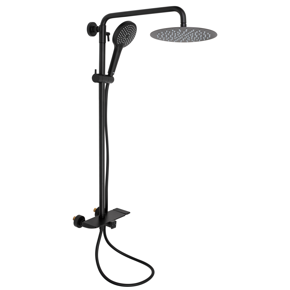

Черная душевая система Qtap Sloup 51105OGB, Матовая 1460х255х585