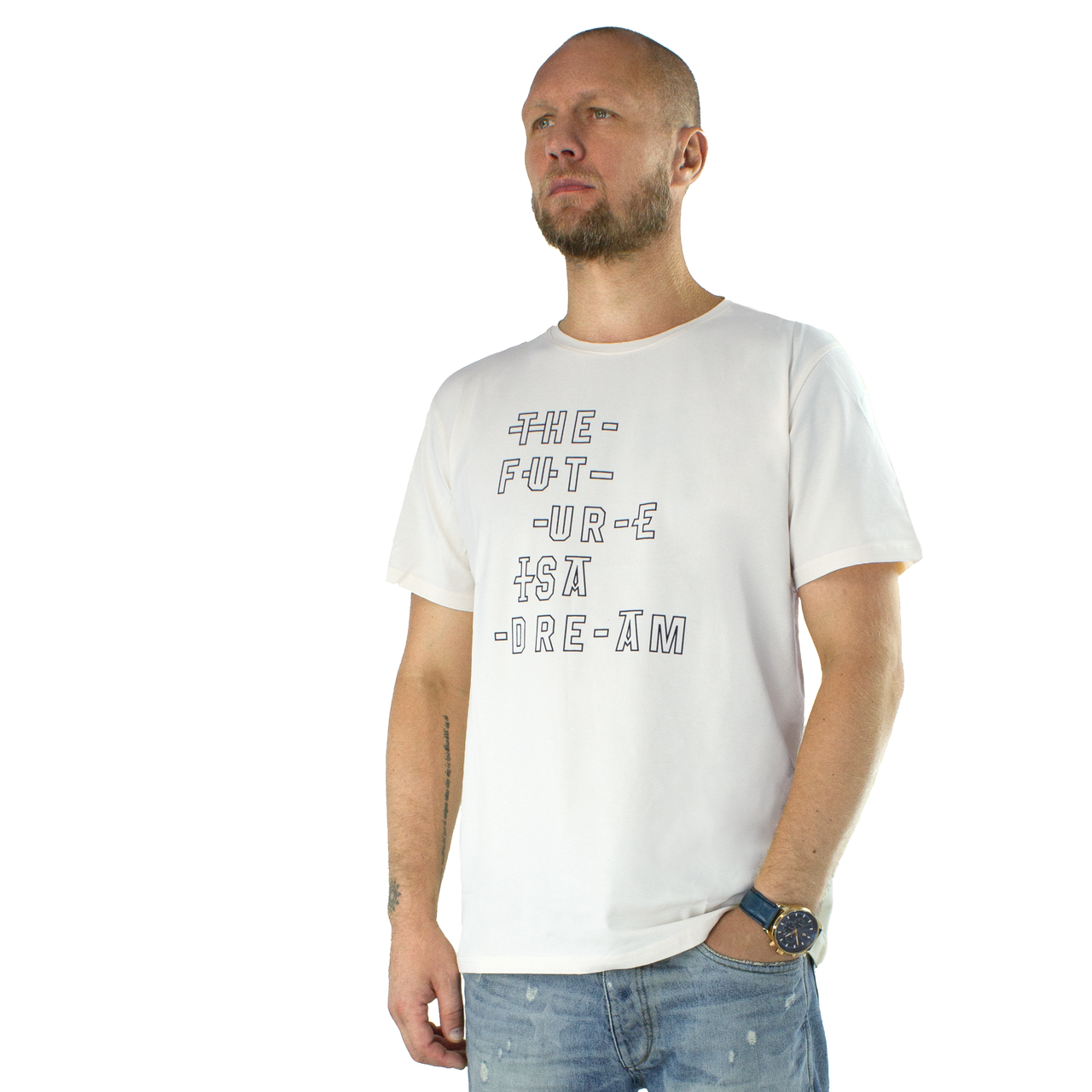 

Мужская футболка с принтом The Future is a dream Бежевая  (717895-beige, Мужская футболка с принтом The Future is a dream Бежевая M (717895-beige-M)