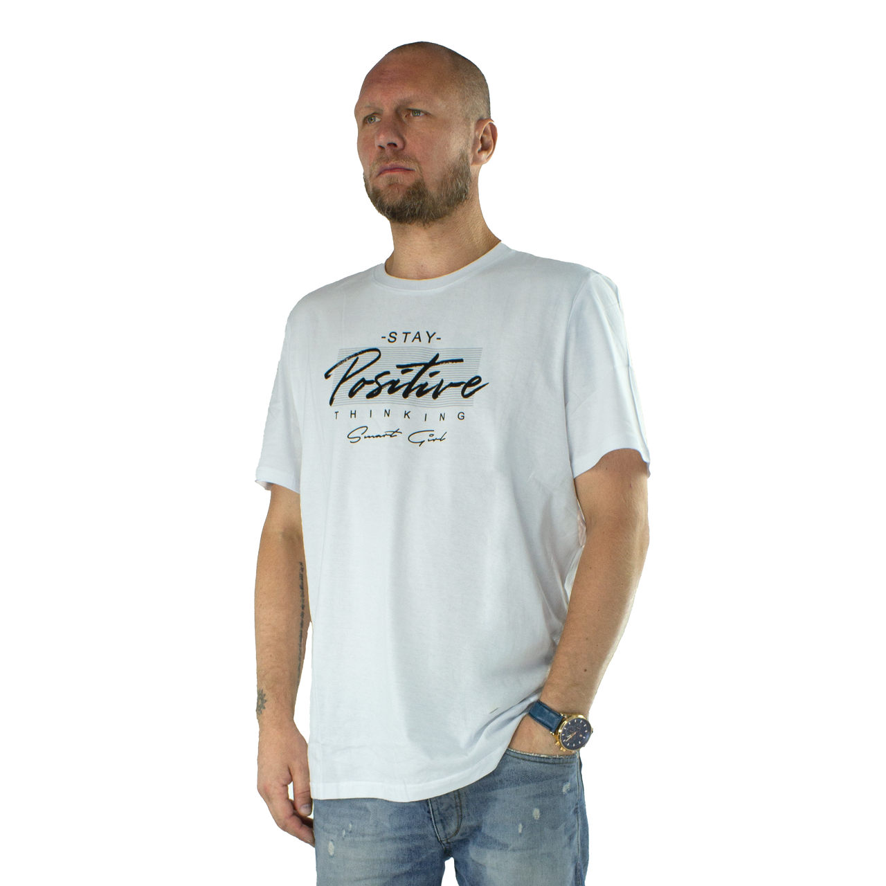 

Мужская футболка с принтом Positive Белая 4XL (717899-white-4XL)