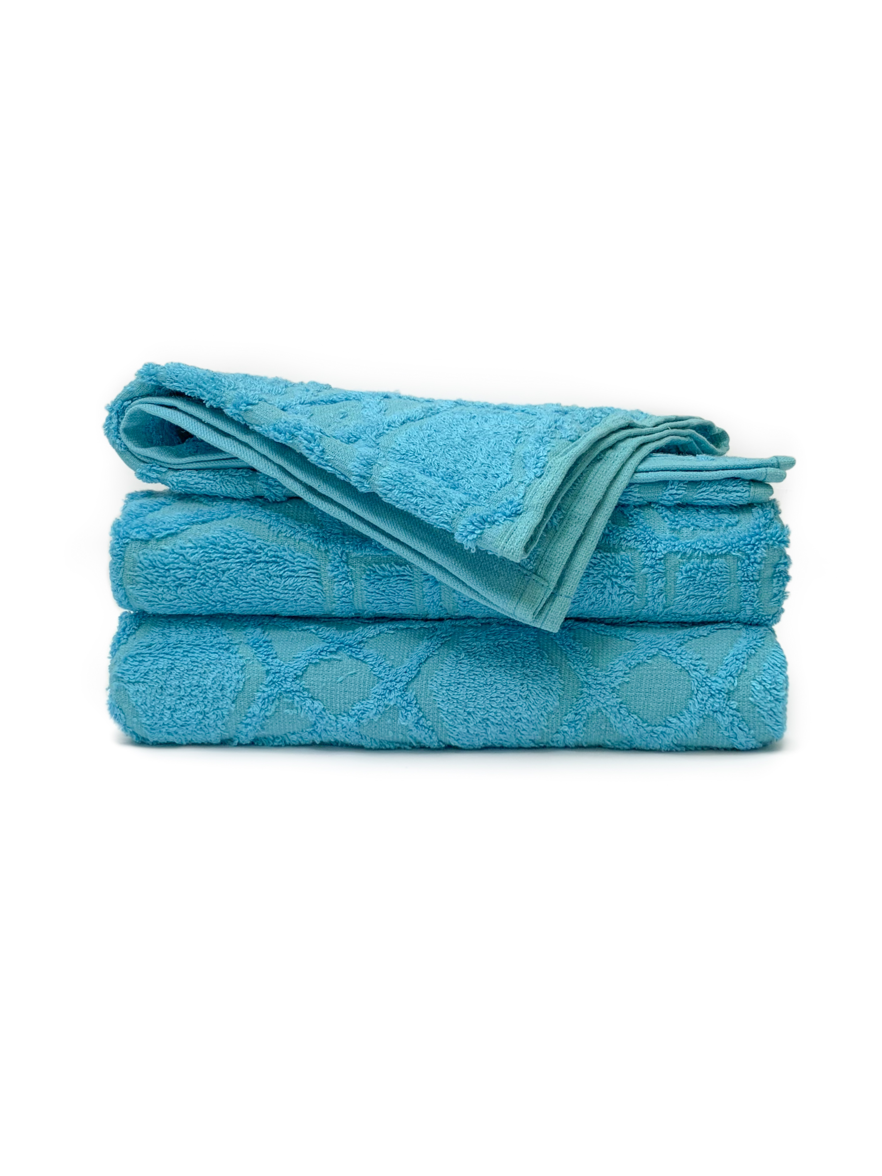 

Махровые полотенца жаккардовые DecorSoft набор из 3-ёх полотенец 50x100; 50x100; 70х140 см Blue Lagoon (Голубой)