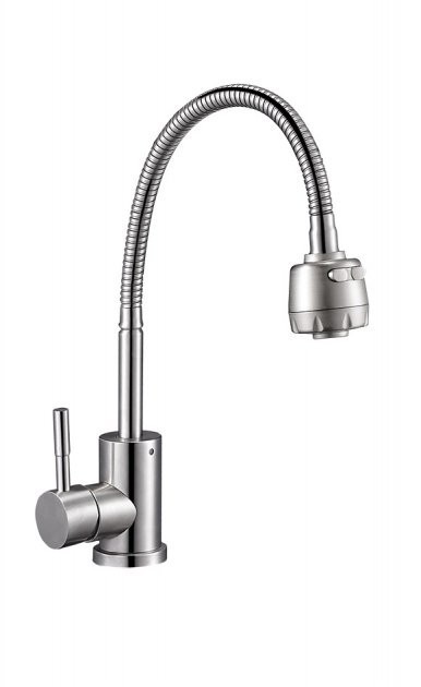 

Смеситель для кухни Solone EZA 4 A 090 нержавеющая сталь гибкий излив