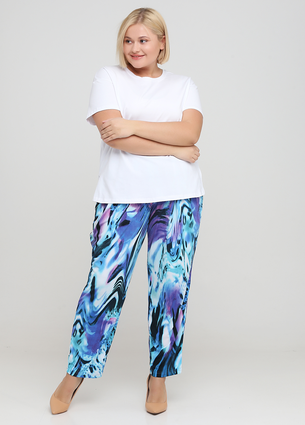 

Брюки Ukreina Трикотаж масло  60-62 Фиолетовый принт, Брюки Ukreina Трикотаж масло 2XL 60-62 Фиолетовый принт