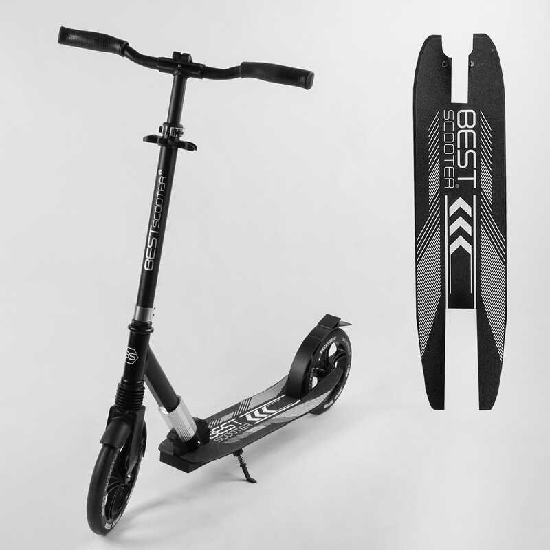 

Детский двухколесный самокат алюминиевый Best Scooter 41629 колеса PU, d переднего колеса - 230мм, d заднего колеса - 215мм, 1 амортизатор передний