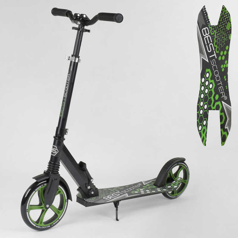 

Детский двухколесный самокат 70875 Best Scooter, зеленый, зажим руля, переднее колесо PU - 230мм, заднее колесо PU - 200мм, 1 амортизатор