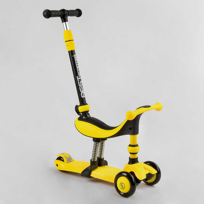 

Детский самокат-велобег 3в1 трехколесный BS-38804 Best Scooter, 3 колеса PU со светом, сидение, амортизаторы, родительская ручка