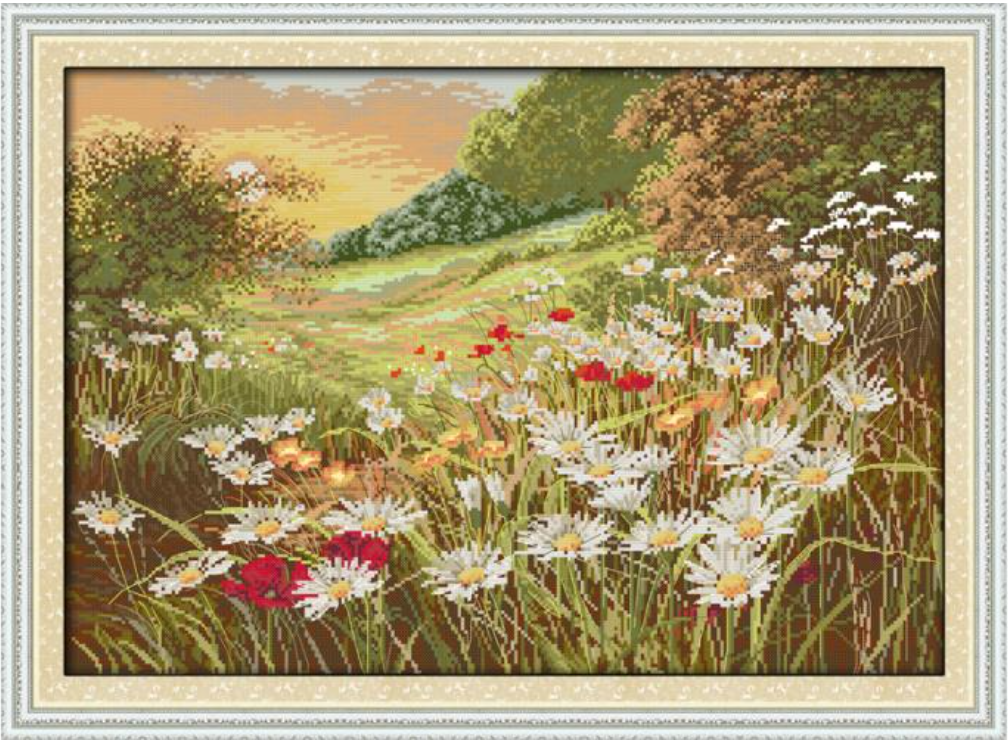 

Набор для вышивания по нанесённой на канву схеме "Beautiful Flowers (2)". AIDA 14CT printed 56*41 см