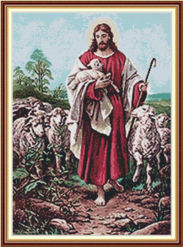 

Набор для вышивания крестиком по нанесённой на канву схеме "Jesus". AIDA 14CT printed, 43*57см