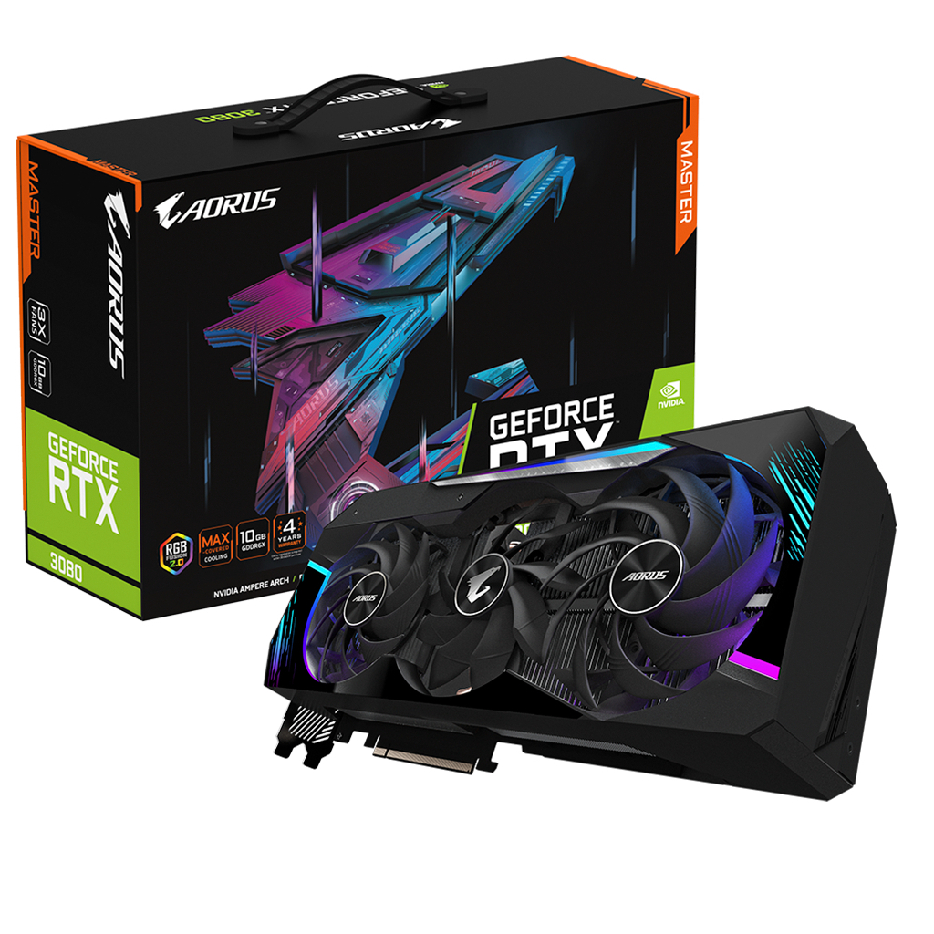 

Видеокарта GIGABYTE GeForce RTX3080 10Gb AORUS MASTER 3.0 LHR (GV-N3080AORUS M-10GD 3.0)
