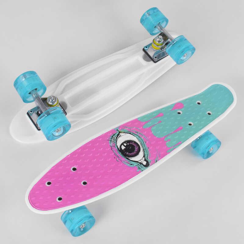 

Скейт Пенни борд S 29707 Best Board, колеса PU светятся, Розово-голубой