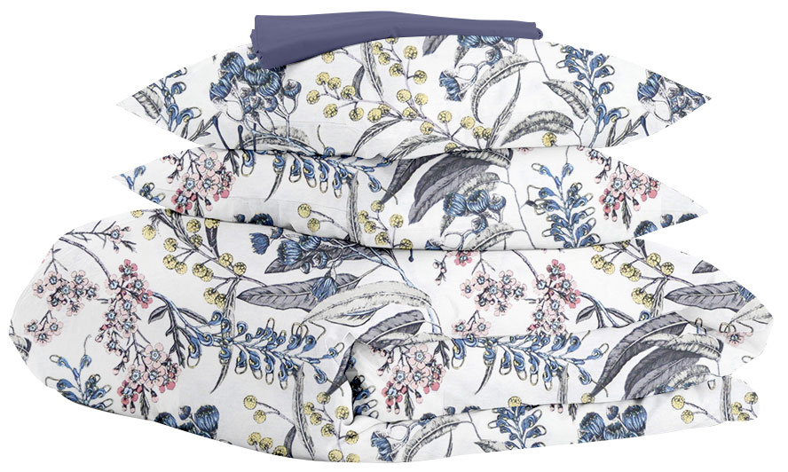 

Комплект постельного белья Cosas Flowers Yard Dark Blue 160х220x2