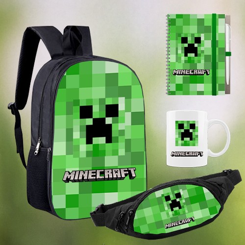 

Набор (Рюкзак 28х38, бананка, блокнот А5 + ручка, кружка). "Minecraft"