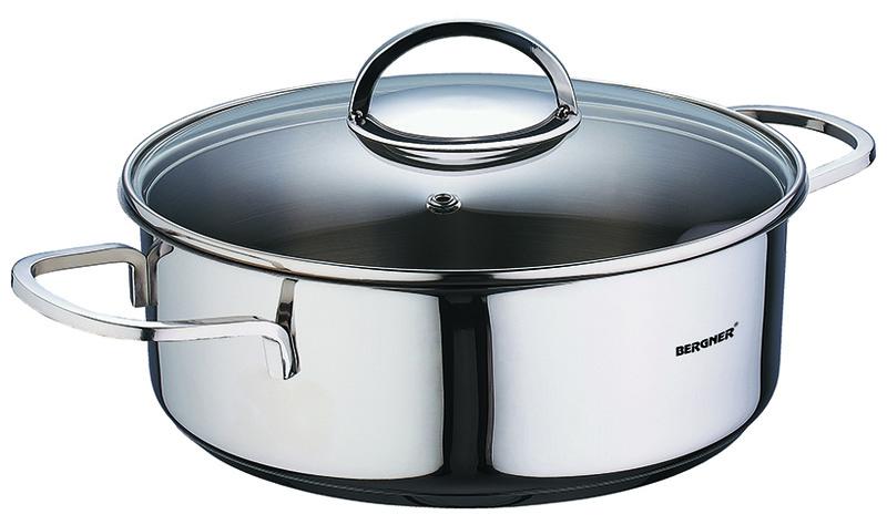

Сотейник Bergner Classic Ø26х6.5см с двумя ручками и крышкой, 3.4л Зеркальная