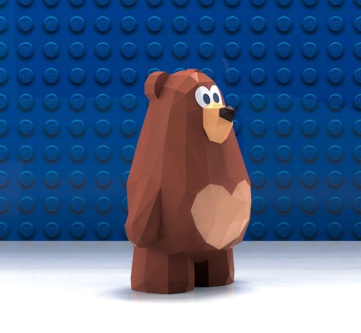 

Медвежонок с сердцем. Наборы для создания 3д фигур Оригами Papercraft