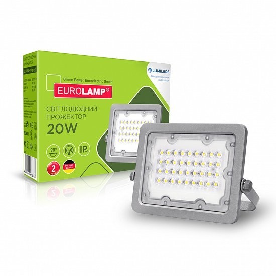 

Прожектор светодиодный EUROLAMP 20Вт 5000K 2000Лм серый (LED-FL-20(gray))