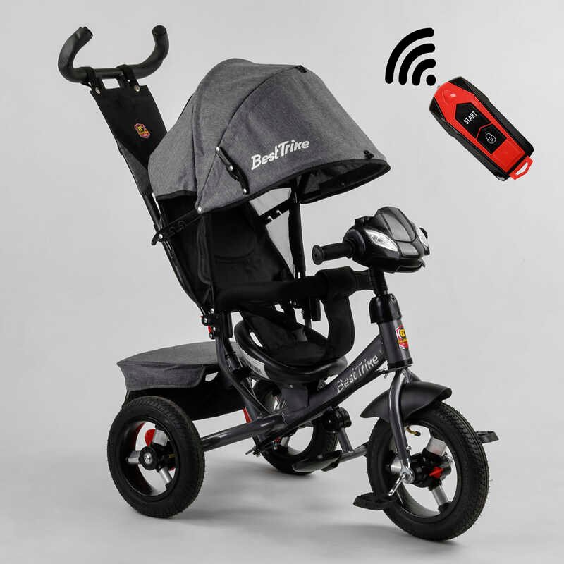 

Детский трехколесный велосипед с родительской ручкой 3390 / 43-565 Best Trike надувные колеса d=29см. переднее, d=26см. задние, фара С USB, пульт