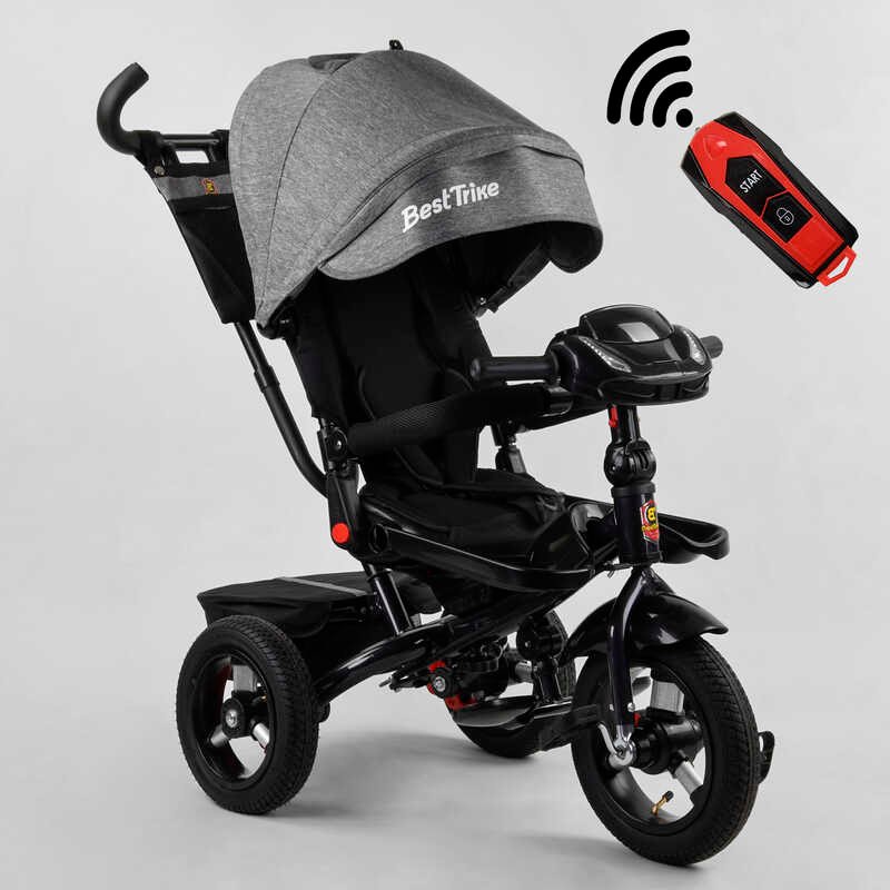 

Детский трехколесный велосипед с родительской ручкой 6088 F - 440-11 Best Trike фара С USB, поворотное сидение, складной руль, рус. озвучивание, надувные колеса, пульт