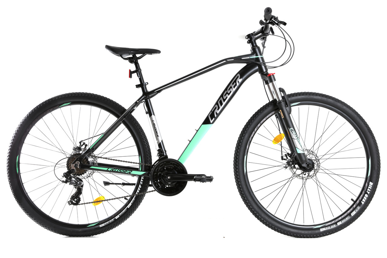 

Велосипед найнер Crosser Jazzz Hidraulic L-TWOO+Shimano 29" рама 19, 2021 черно-зеленый
