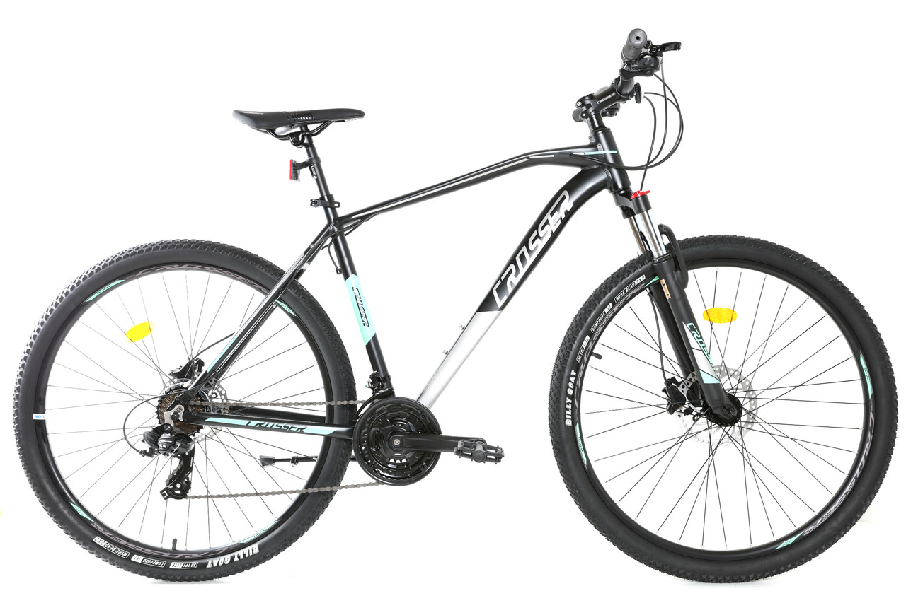 

Велосипед найнер Crosser Jaz Hidraulic L-TWOO+Shimano 29" рама 21, 2021 черно-голубой