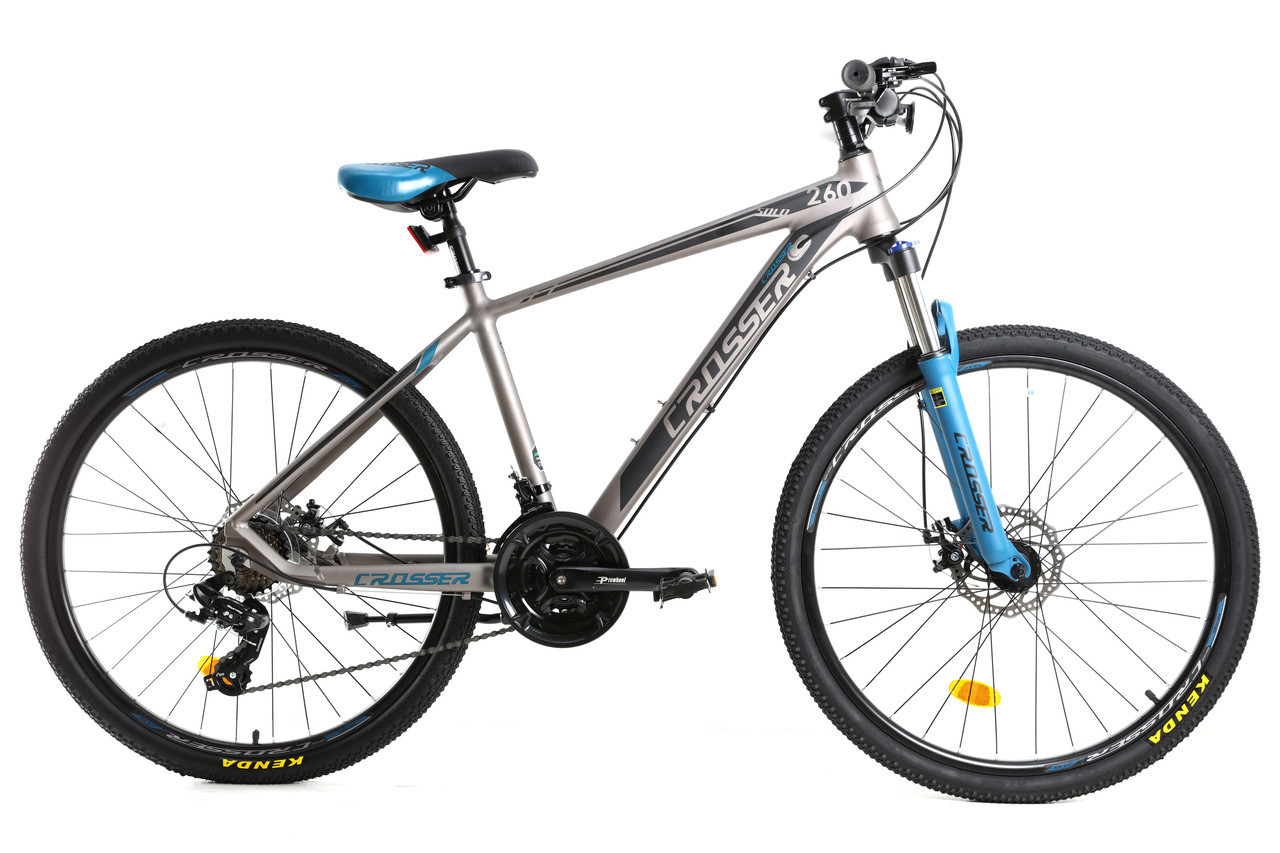 

Велосипед найнер Crosser Solo 29" (рама 19, 21S) Hidraulic Shimano 2021 серо-оранжевый Черно-синий