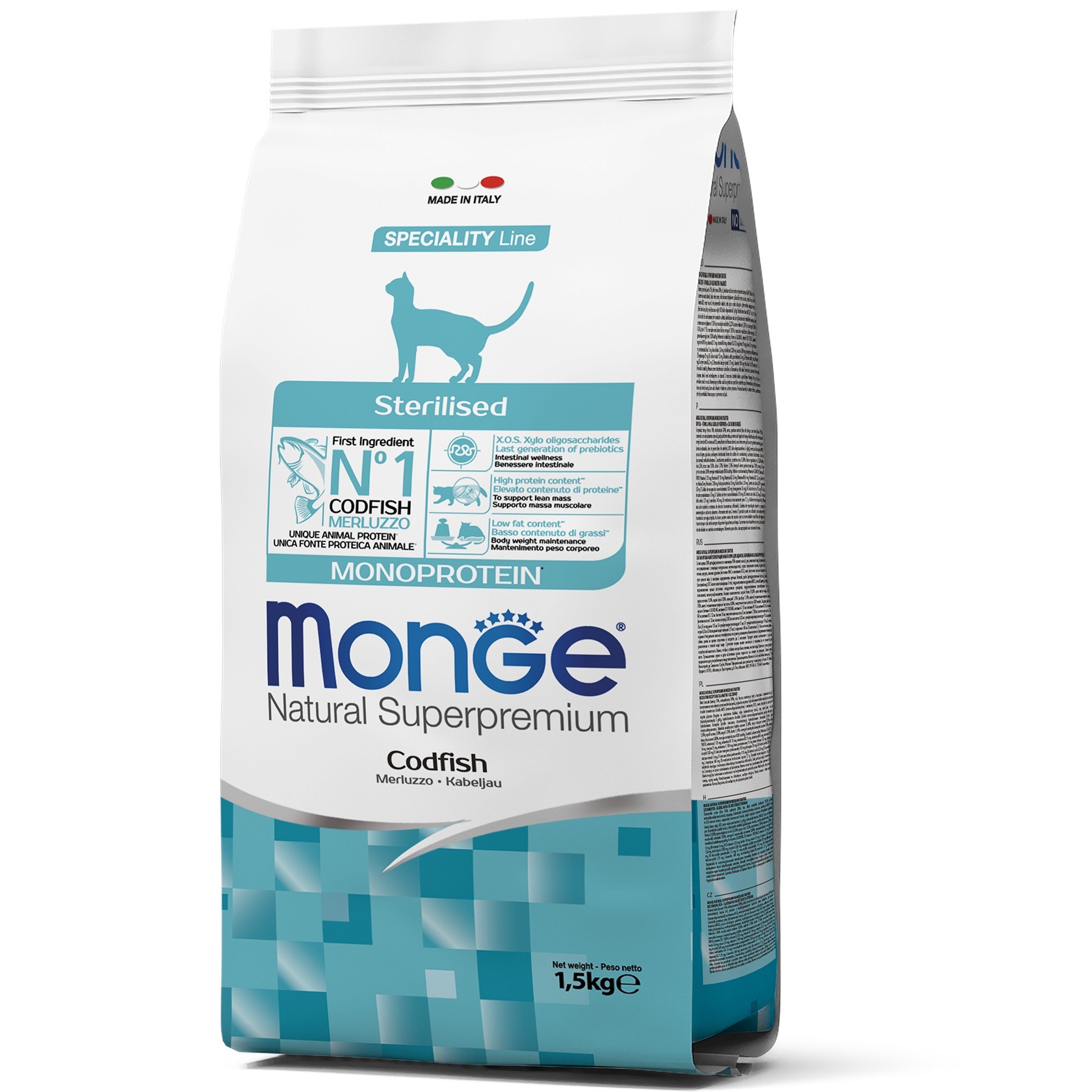 

Сухой корм для кошек Monge Monoprotein Sterilised треска 1,5 кг