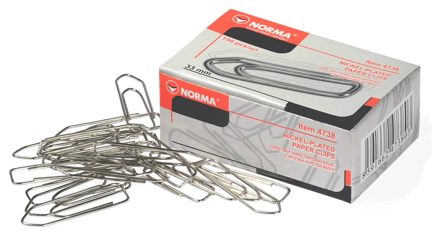 

Набор скрепок Norma пятиугольные 33 мм 10х100 шт Никелированные (4738/18591662473800)