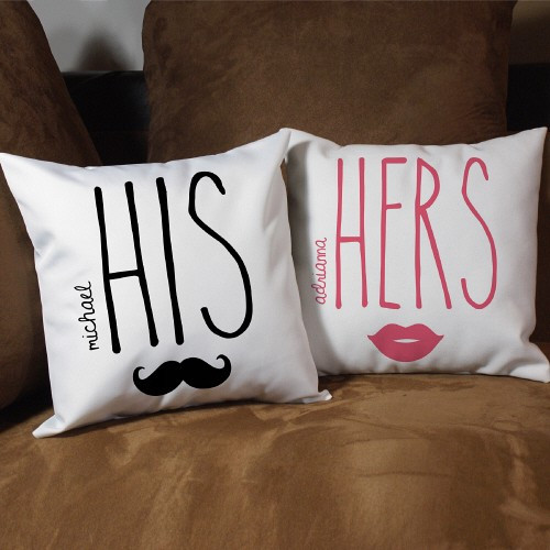 

Парные декоративные подушки с принтом "His. Hers"