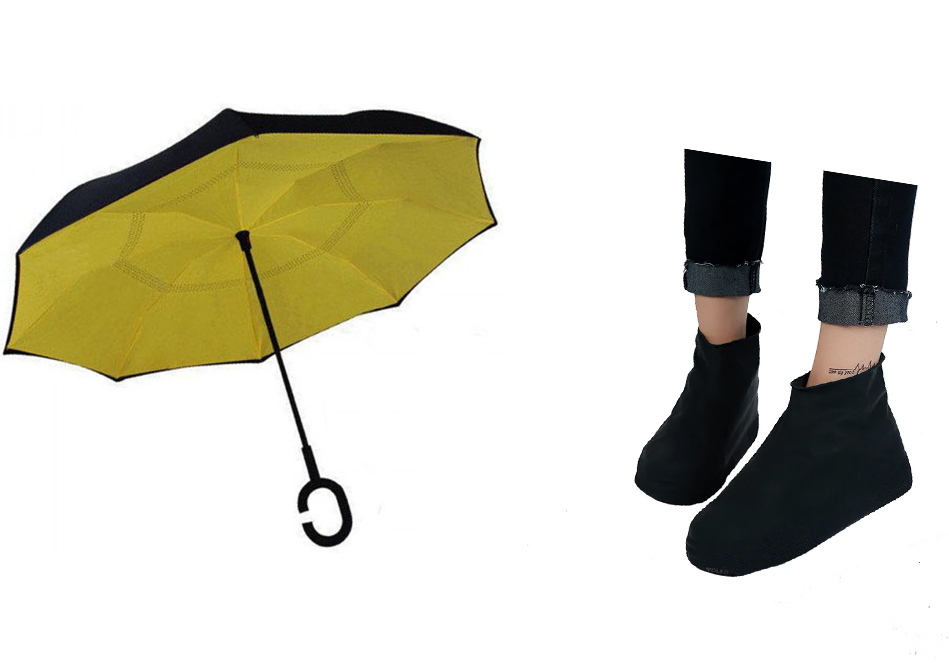 

Зонт обратного сложения Up-brella Желтый + Бахилы от дождя VOLRO многоразовые латекс размер L Черный (vol-614)