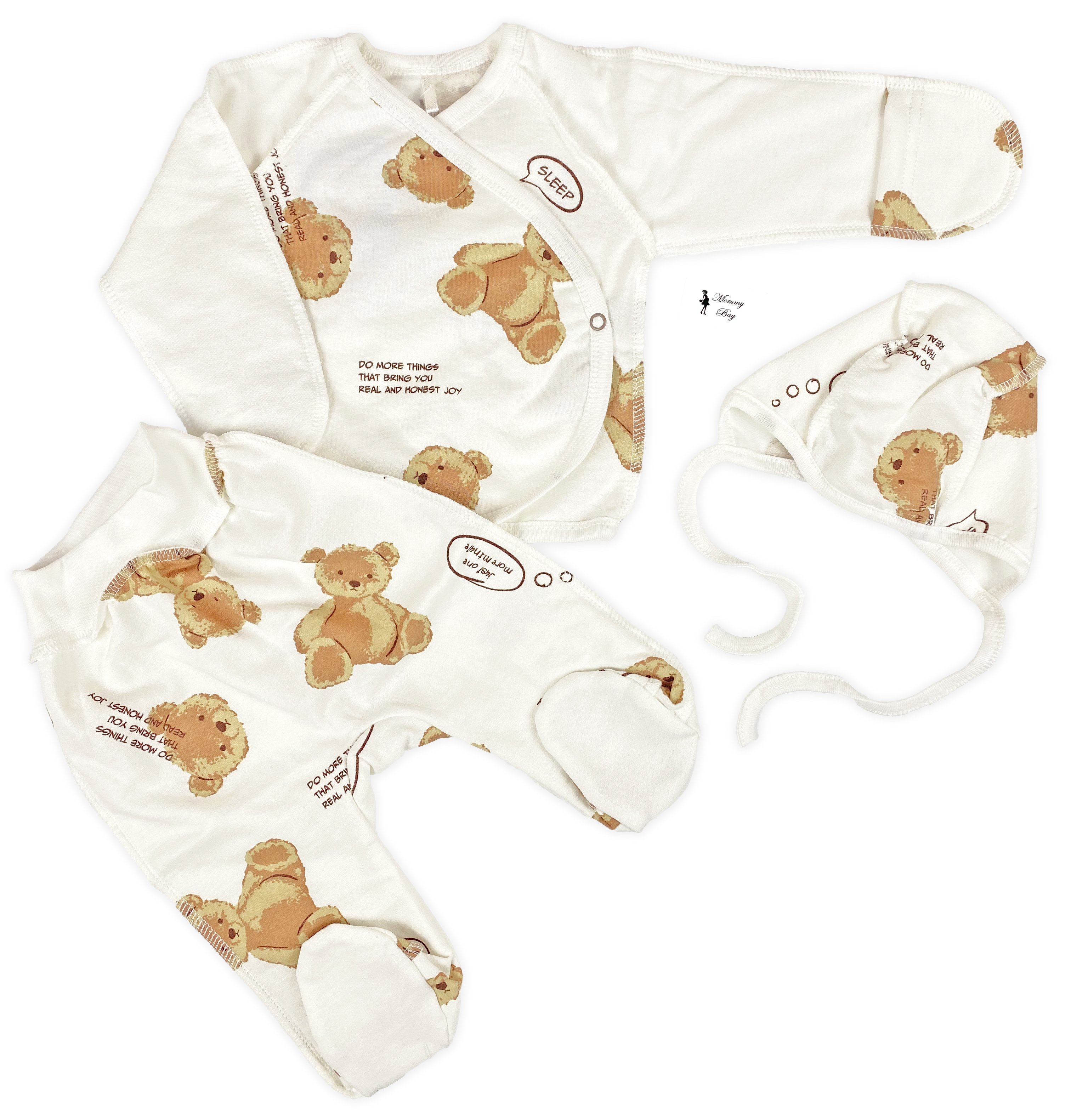

Комплект 3 ед. RoyalBaby Мишка Тедди р.56, 0-3 мес