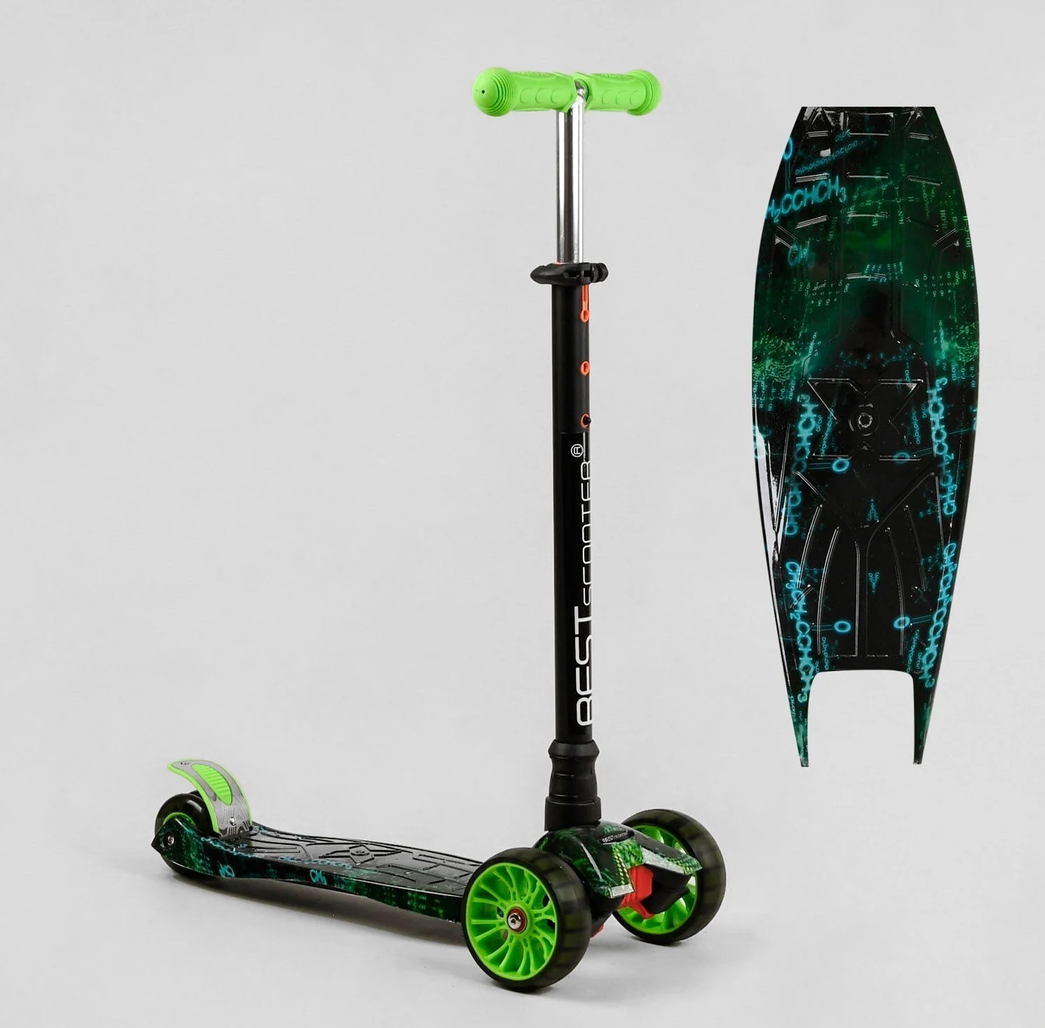 

Самокат Best Scooter MAXI Black-Green (S-12309)