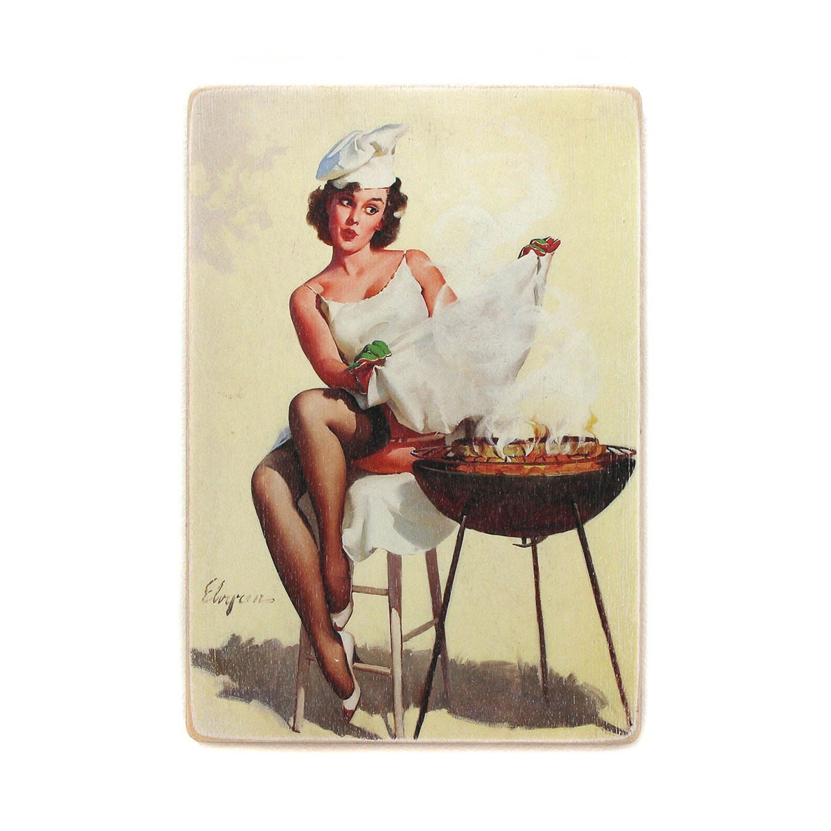 

Деревянный постер Wood Posters "Пин-ап. Девушка с грилем" (A1 формат, фанера)