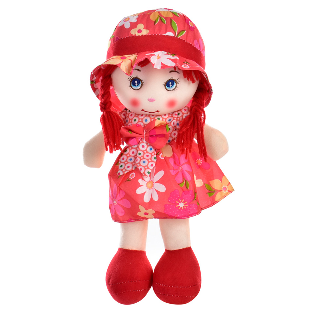 

Кукла мягконабивная Bambi, Кукла в платье и шапочке, 40 см, красная