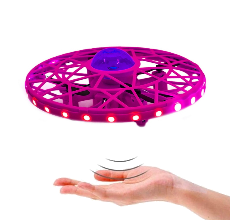 

Спиннер Антипрепятствие летающая тарелка Дрон Colorful UFO Florld, Ударостойкая игрушка запускалка НЛО с подсветкой, избегает препятствий, управляется рукой, 12х12х4 см, Розовый