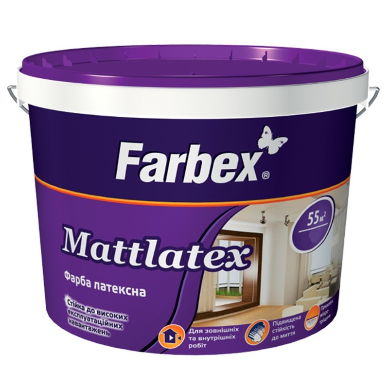 

Краска латексная Mattlatex Farbex матовая белый База-А 14 кг