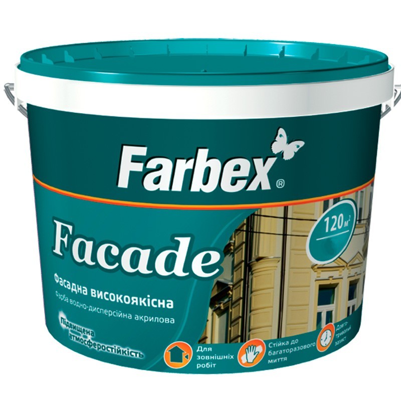 

Краска фасадна водно-дисперсионная акриловая Facade Farbex База-TR матовая 12кг