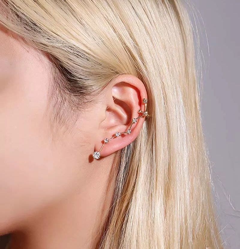 

Серьги каффы без прокола хряща Созвездие MK0786 серебные