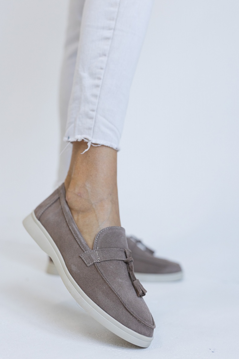 

Женские лоферы замшевые весна/осень бежевые-темные Multi-shoes размер 41 FV_001518