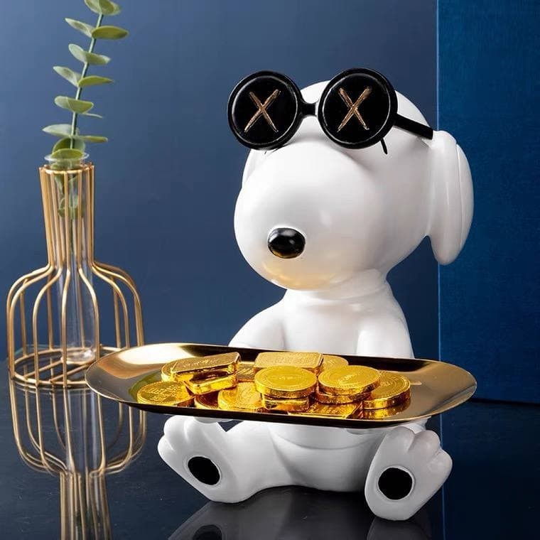 

Статуэтка с подносом «Snoopy» белый в очках