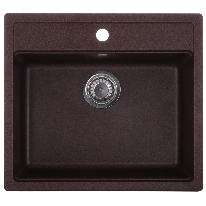 

Врезная кухонная мойка из камня Раковина для кухни ZERIX ZS-5751S-12 Brown + Сифон Гранит Коричневая (ZX4600)