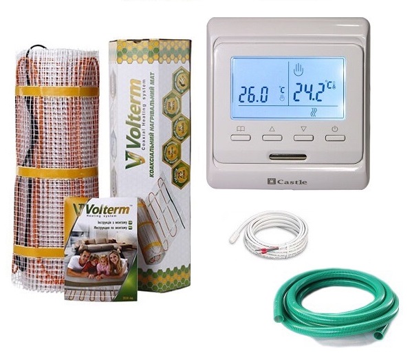 

Теплый пол Volterm двухжильный мат Hot Mat 1700 Вт 9.8 м2 с программируемым терморегулятором в комплекте (VI28797)
